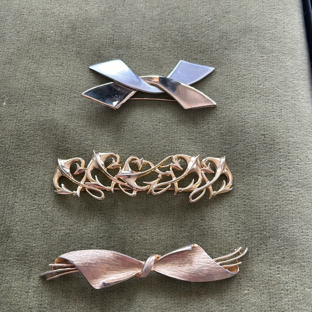 Lot of 3 Gold-Tone Bar Pins Brooches